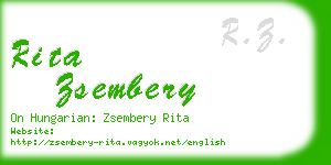 rita zsembery business card